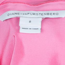 Pre Owned Diane Von Furstenberg Hot Pink Marianna Silk Shirt Dress M