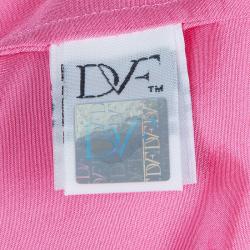 Pre Owned Diane Von Furstenberg Hot Pink Marianna Silk Shirt Dress M