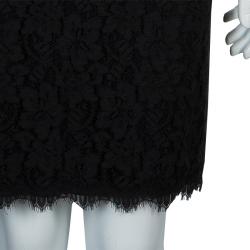 Pre Owned Diane Von Furstenberg Black Lace Scalloped Bottom Scotia Skirt L