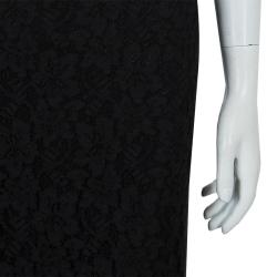 Pre Owned Diane Von Furstenberg Black Lace Scalloped Bottom Scotia Skirt L