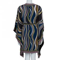 Pre Owned Diane Von Furstenberg Multicolor Striped Silk Belted Denisa Kaftan M