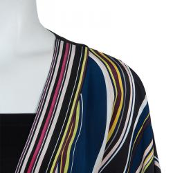 Pre Owned Diane Von Furstenberg Multicolor Striped Silk Belted Denisa Kaftan M