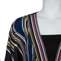 Pre Owned Diane Von Furstenberg Multicolor Striped Silk Belted Denisa Kaftan M