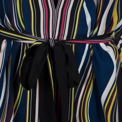 Pre Owned Diane Von Furstenberg Multicolor Striped Silk Belted Denisa Kaftan M