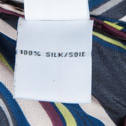 Pre Owned Diane Von Furstenberg Multicolor Striped Silk Belted Denisa Kaftan M