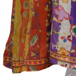 Pre Owned Diane Von Furstenberg Multicolor Print Embroidered Sleeveless Basmati Maxi Dress XL