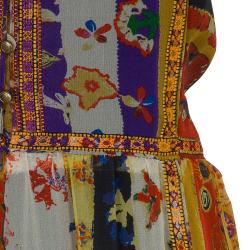 Pre Owned Diane Von Furstenberg Multicolor Print Embroidered Sleeveless Basmati Maxi Dress XL