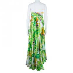 Pre Owned Diane Von Furstenberg Kuala Tropical Print Silk Maxi Dress S