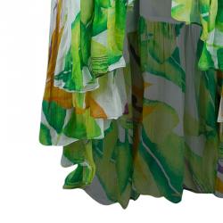 Pre Owned Diane Von Furstenberg Kuala Tropical Print Silk Maxi Dress S