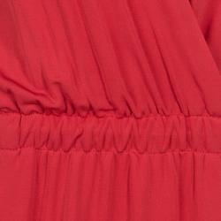 Pre Owned Diane Von Furstenberg Red Faux Wrap Jersey Long Sleeve Deianira Tassel Dress L