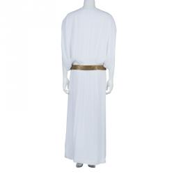 Pre Owned Diane Von Furstenberg White Crepe Draped Front Juliette Belted Dress L