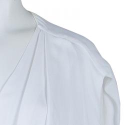 Pre Owned Diane Von Furstenberg White Crepe Draped Front Juliette Belted Dress L