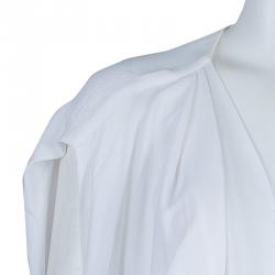 Pre Owned Diane Von Furstenberg White Crepe Draped Front Juliette Belted Dress L