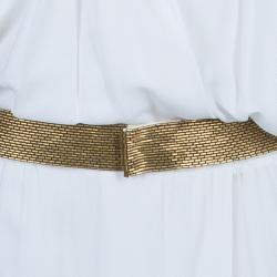 Pre Owned Diane Von Furstenberg White Crepe Draped Front Juliette Belted Dress L