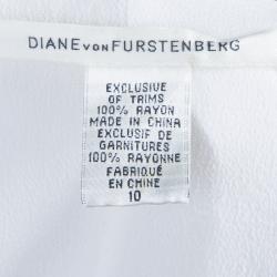 Pre Owned Diane Von Furstenberg White Crepe Draped Front Juliette Belted Dress L