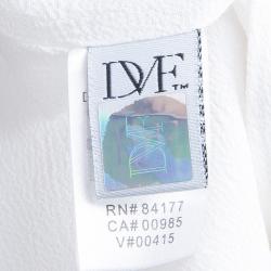 Pre Owned Diane Von Furstenberg White Crepe Draped Front Juliette Belted Dress L