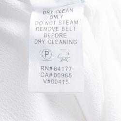 Pre Owned Diane Von Furstenberg White Crepe Draped Front Juliette Belted Dress L