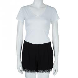 Pre Owned Diane Von Furstenberg Black Scalloped Lace Trim Yara Shorts S