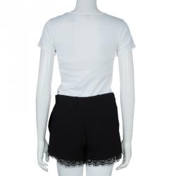 Pre Owned Diane Von Furstenberg Black Scalloped Lace Trim Yara Shorts S