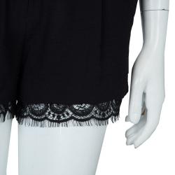 Pre Owned Diane Von Furstenberg Black Scalloped Lace Trim Yara Shorts S