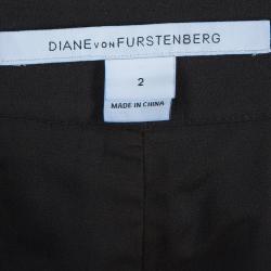Pre Owned Diane Von Furstenberg Black Scalloped Lace Trim Yara Shorts S