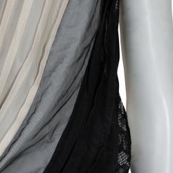 Pre Owned Diane Von Furstenberg Monochrome Lace Detail Draped Talitha Top M