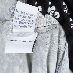 Pre Owned Diane Von Furstenberg Black and White Knit Rose Long Dress XS