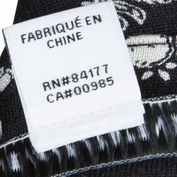 Pre Owned Diane Von Furstenberg Black and White Knit Rose Long Dress XS