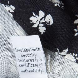 Pre Owned Diane Von Furstenberg Black and White Knit Rose Long Dress XS