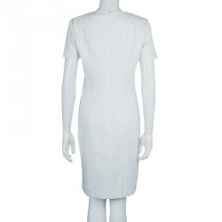 Pre Owned Diane Von Furstenberg White Short Sleeve Kader Dress L