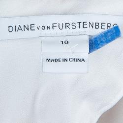 Pre Owned Diane Von Furstenberg White Short Sleeve Kader Dress L