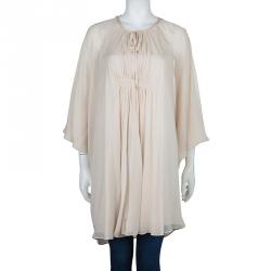 Pre Owned Diane Von Furstenberg Beige Silk New Fleurette Kimono Dress S