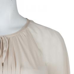 Pre Owned Diane Von Furstenberg Beige Silk New Fleurette Kimono Dress S