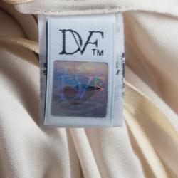 Pre Owned Diane Von Furstenberg Beige Silk New Fleurette Kimono Dress S