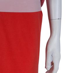 Pre Owned Diane von Furstenberg Pink Colorblock Silk Edna Dress S