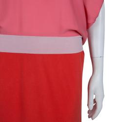 Pre Owned Diane von Furstenberg Pink Colorblock Silk Edna Dress S