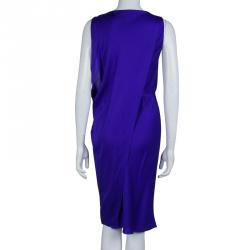 Pre Owned Diane Von Furstenberg Blue Silk Draped Annika Wrap Dress M