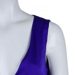 Pre Owned Diane Von Furstenberg Blue Silk Draped Annika Wrap Dress M