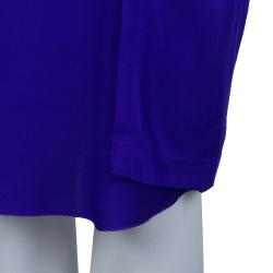 Pre Owned Diane Von Furstenberg Blue Silk Draped Annika Wrap Dress M