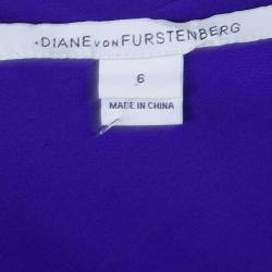 Pre Owned Diane Von Furstenberg Blue Silk Draped Annika Wrap Dress M