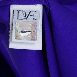 Pre Owned Diane Von Furstenberg Blue Silk Draped Annika Wrap Dress M