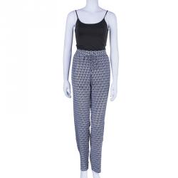 Pre Owned Diane Von Furstenberg Benett Two Print Monochrome Printed Silk Pants L