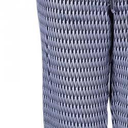 Pre Owned Diane Von Furstenberg Benett Two Print Monochrome Printed Silk Pants L
