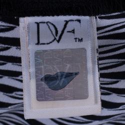 Pre Owned Diane Von Furstenberg Benett Two Print Monochrome Printed Silk Pants L