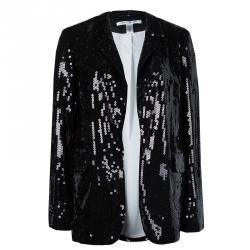 Pre Owned Diane Von Furstenberg Black Sequin Embellished Blazer M