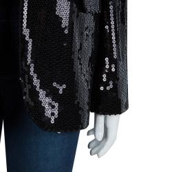 Pre Owned Diane Von Furstenberg Black Sequin Embellished Blazer M