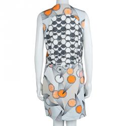 Pre Owned Diane Von Furstenberg Pale Blue Silk Multicolor Print Jaime Dress L