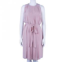 Pre Owned Diane Von Furstenberg Ria Blush Pink Pleated Dress L