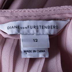 Pre Owned Diane Von Furstenberg Ria Blush Pink Pleated Dress L