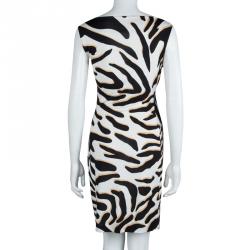 Pre Owned Diane Von Furstenberg Printed Jersey Ruched Glasmary Dress M